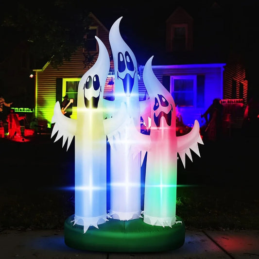 VIVOHOME 10FT Halloween Inflatable Yard Decor Colorful Ghost Family of 3