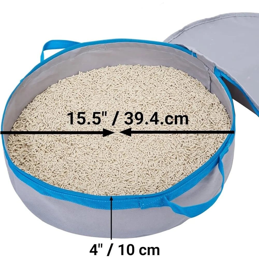 Portable Litter Box with Zipper Lid Lightweight Travel Cat Bathroom Easy Clean Collapsible Sturdy Waterproof Convenient Pet Accessory