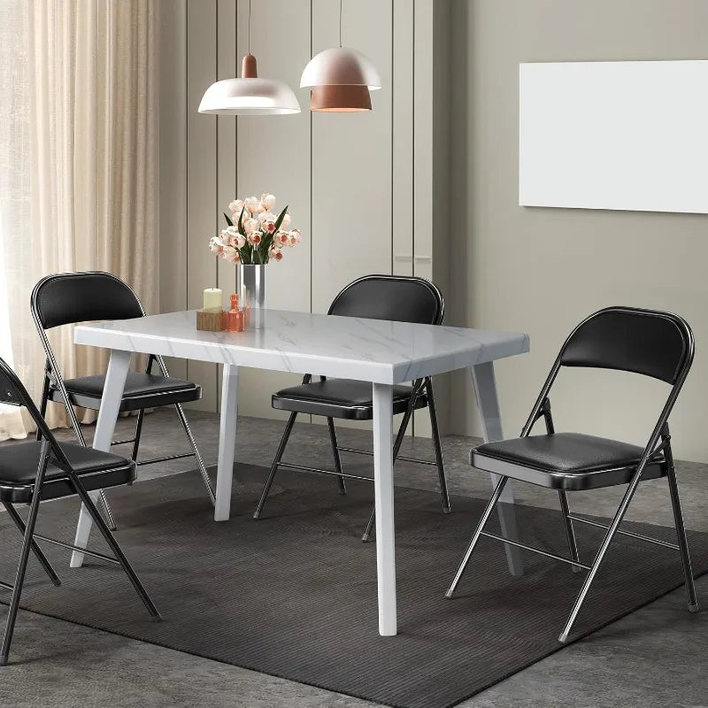 VINGLI 10 Pack Folding Chairs with Padded Seats Metal Frame with PU Leather Seat and Back 350 lbs Capacity Black