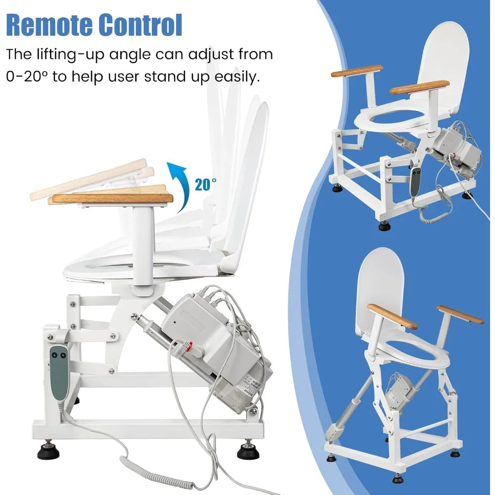 Electric Sit to Stand Toilet Lift Chair for Elderly and Disabled with Wood Armrests Support 440lbs