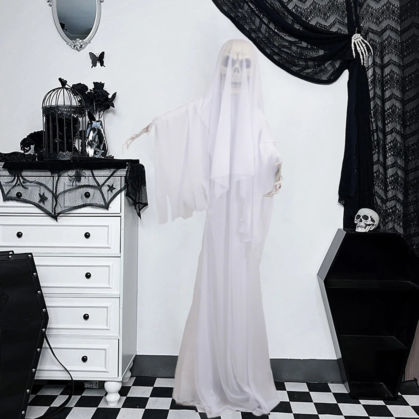 Halloween Skeleton Control Gauze Ghosts Voice Control Terror Bar Decoration Ornaments