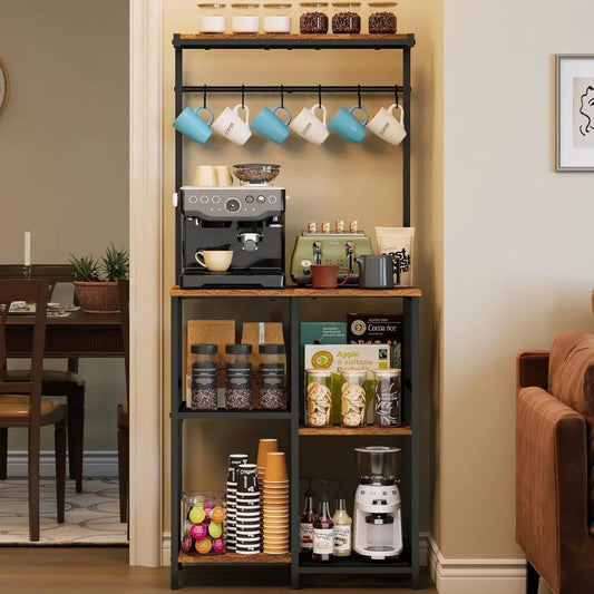 Kitchen Buffets Sideboards 23.6 Inch Length With 6 Tiers Zoned Storage Design Coffee Bar Station Microwave Stand Kitchen Rack Ba