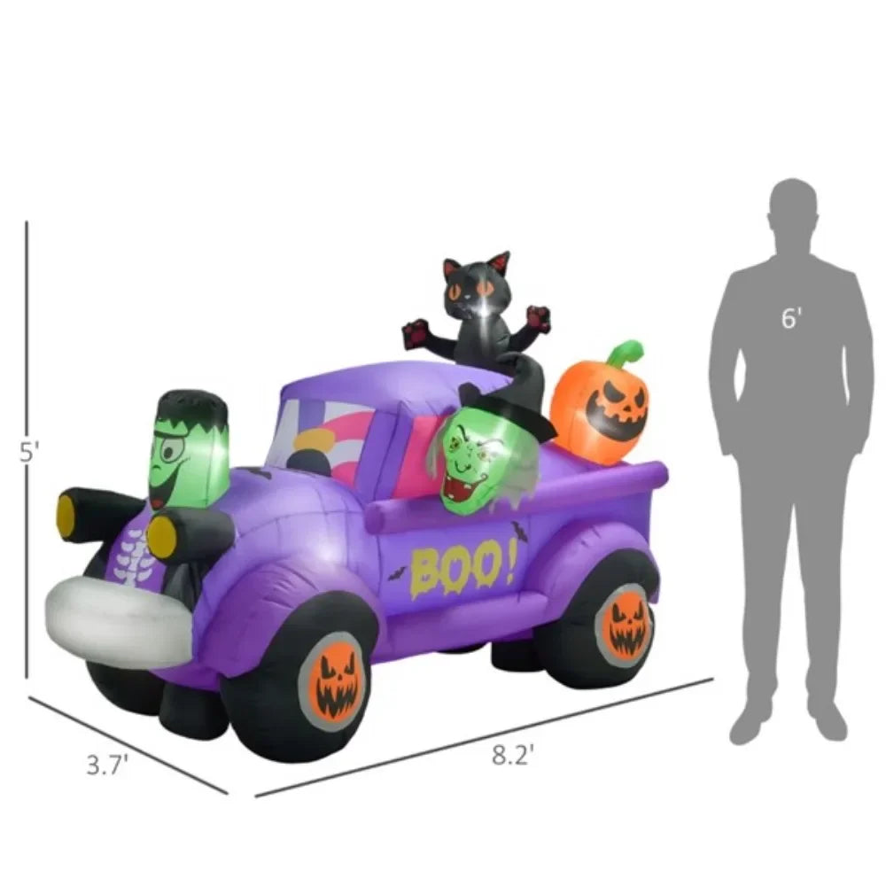 Witch Driving Halloween Inflatable Truck Decoration