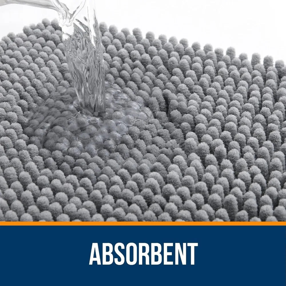 30x20, Extra Soft Absorbent Chenille Bath Rugs, Rubber Backing Quick Dry, Home Decor Accessories, Grey, Bath Mats