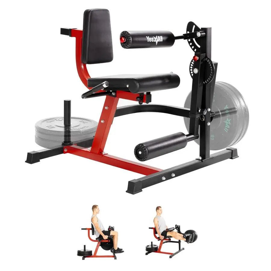 Leg Extension and Curl Machine, Adjustable Leg Machine with Plate Loaded, Leg Extension and Curl Bench for Home Gym Customizable