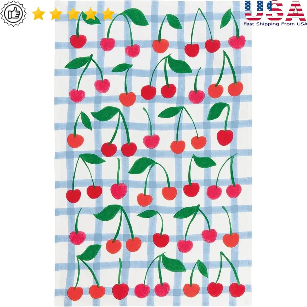 100 Cotton Kitchen Dish Towel Very Cherry Printed Retro Design 18x28in Machine Washable Decorative Cloth Drying