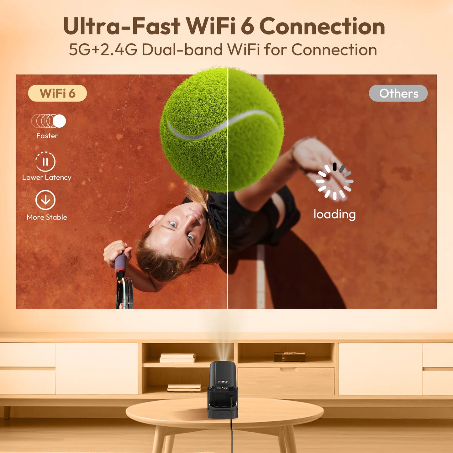 XGODY 4K HD 300ANSI Projector Cinema Bluetooth WiFi 1080P Android Home Theater Smart Projector