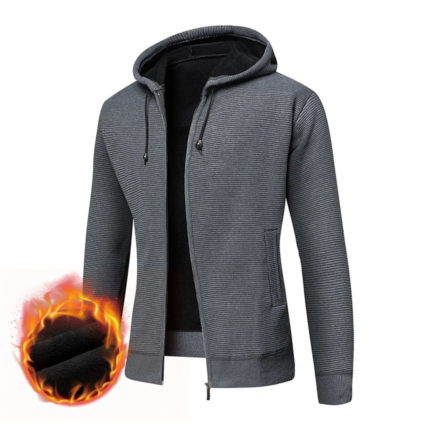 Autumn Men Sweatshirts Long Sleeve Fleece Jacket Hoodie Zipper Closure Jacket Male Hoodies Sweatshirt Slim Fit Male Clothing