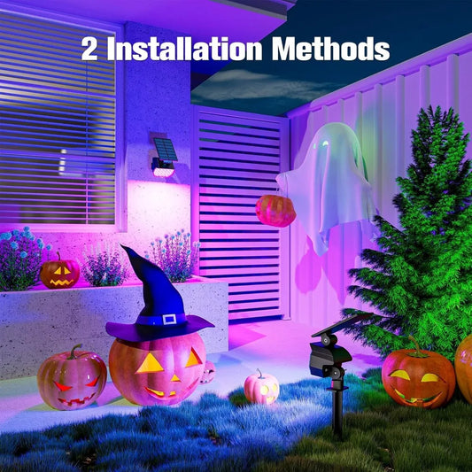 Solar Color Changing Lights Outdoor Waterproof Multicolor Landscape Spotlights for Halloween Christmas Holiday Decorations
