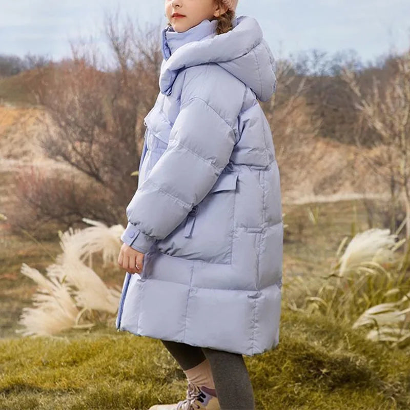 Winter Girl's Thickness White Duck Down Jacket Girls Long Warm Puffer Coat Boys Waterproof Hooded Parkas Kids Snow Outerwear