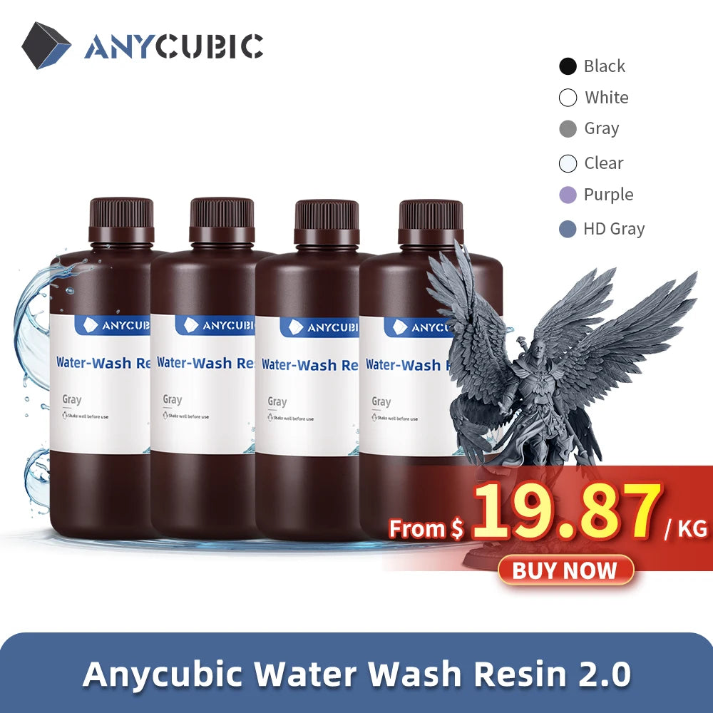 ANYCUBIC 4pcs/lot 405nm Water Washable Resin For LCD 3D Printer Liquid Photopolymer Resin 3D Printing Material