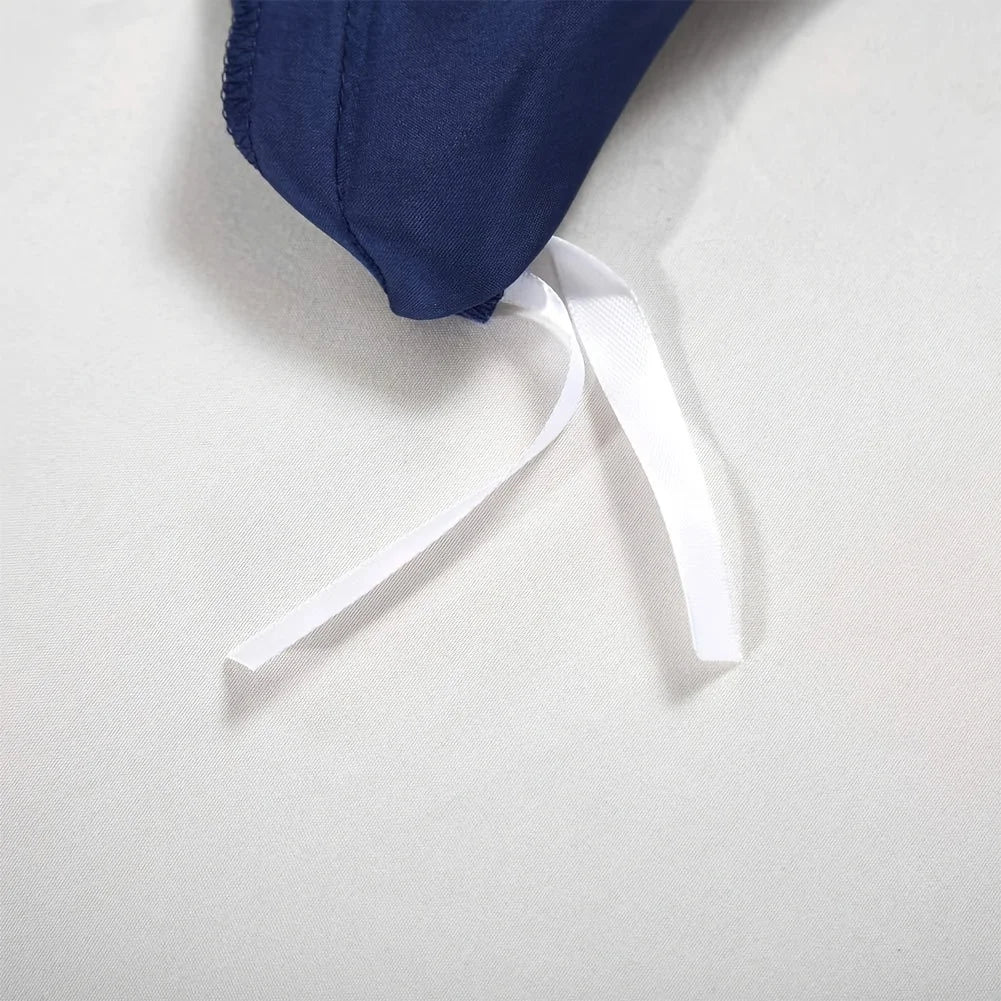 3 Piece Quilt Set Super Soft Silky Satin Hotel Collection with Zipper Closure Quilt Cover and 2 Pillowcases Navy California King