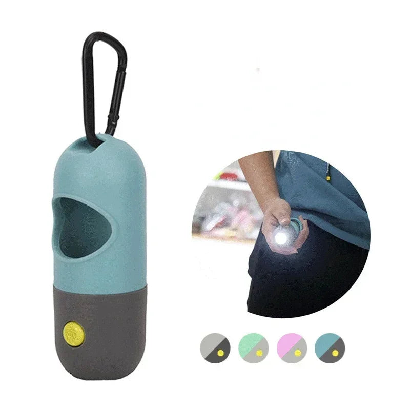 Degradable Dog Poop Bag Dispenser Set with LED Light Waste Bags Holder for Pets Clean Accessories
