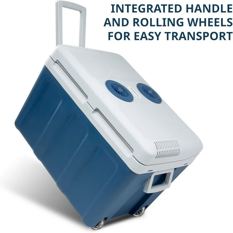 Ivation Electric Cooler & Warmer with Wheels,48 Quart (45 L) Portable Thermoelectric Fridge,110V AC Power Cord & 12V Car Adapter