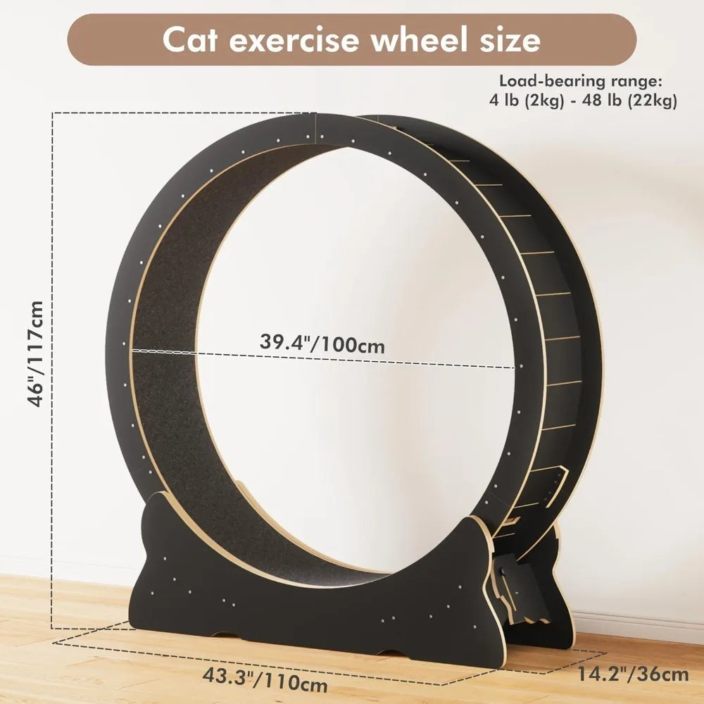 Cat Exercise Wheel for Indoor Cats XL Cat Treadmill with Carpeted Runway Removable Carpet and Teaser