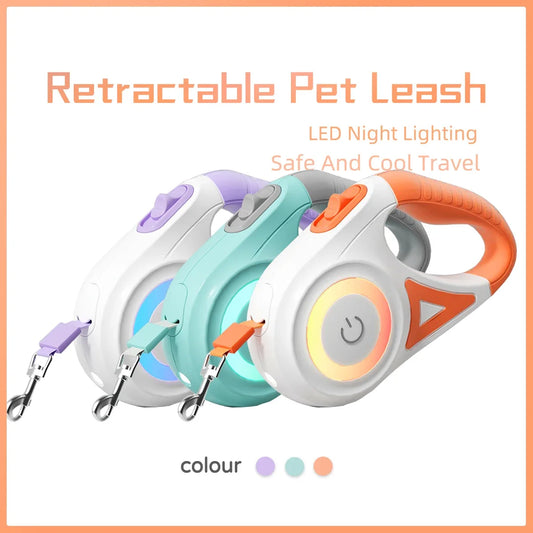 LED Retractable Dog Leash with Light for Small Medium Large Dogs and Cats 3m 5m Quick Release Pet Harness Accessories