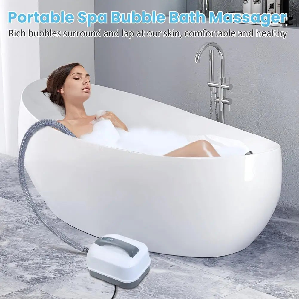 Portable Spa Bubble Bath Mat, Full Body Bubbling Bath Non-slip Mat with Remote & Pillow, Air Pump & Adjustable Bubble Settings