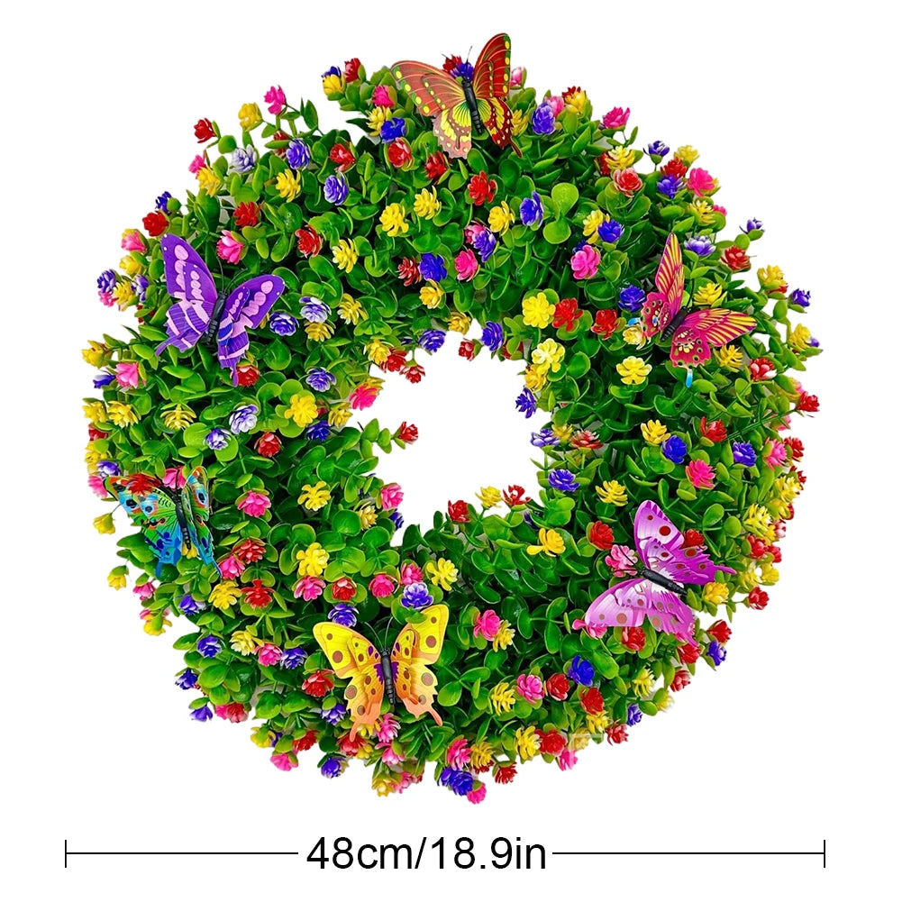 Artificial Eucalyptus Wreath Plastic Floral Wreath Eucalyptus Leave Wreath for All Season Welcome Sign Farmhouse Home Decor