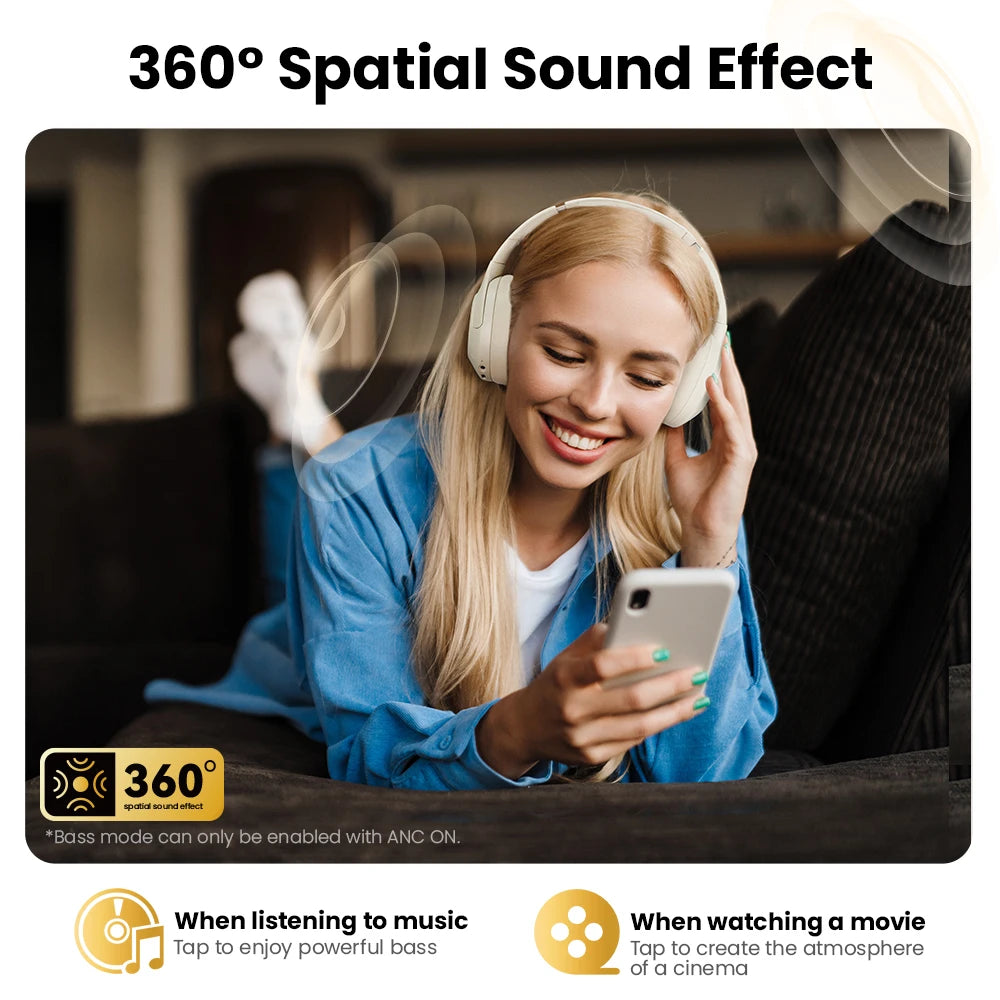 Haylou S30 Wireless Bluetooth 5.4 Headphones with 43dB Adaptive Noise Cancelling and 80H Playtime