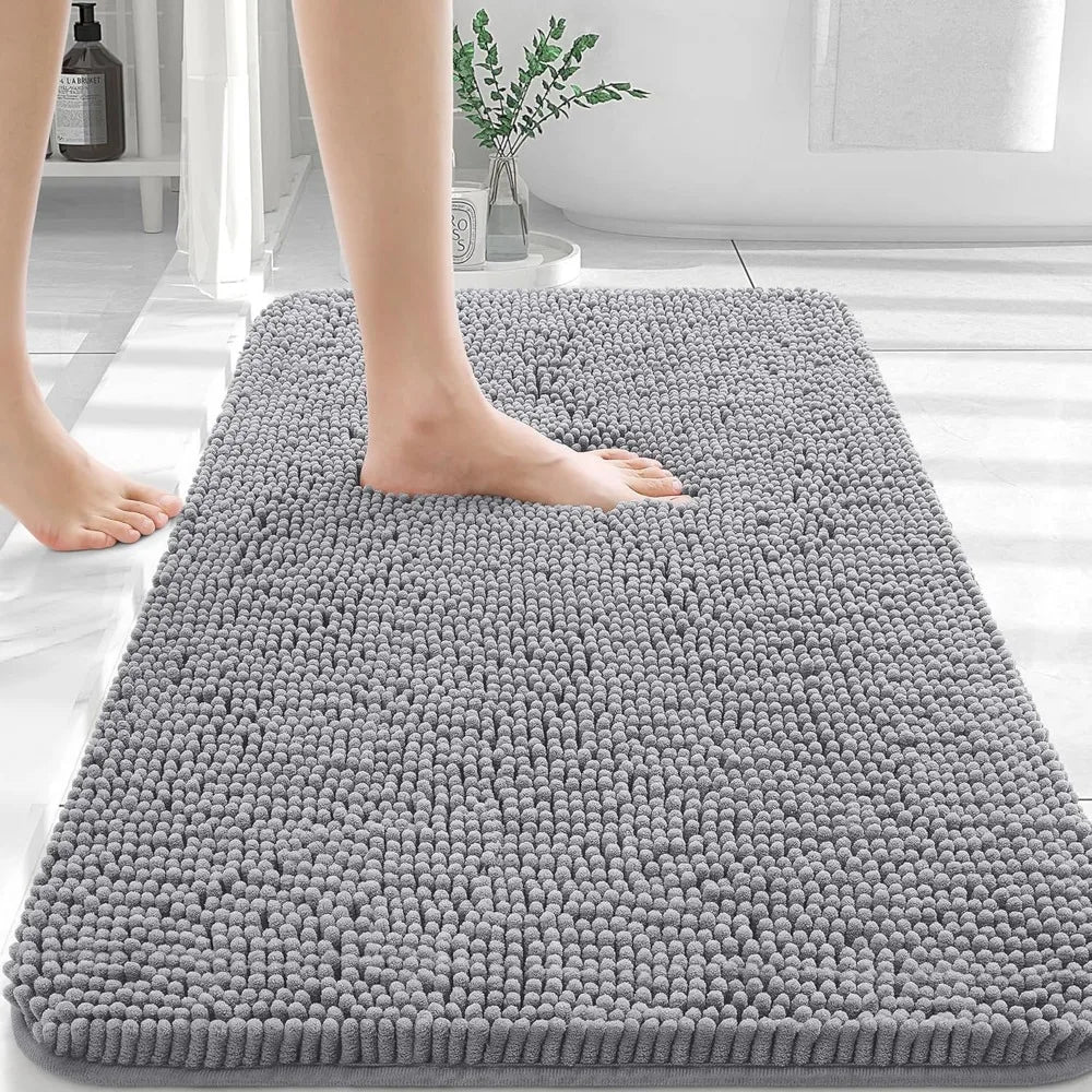 30x20, Extra Soft Absorbent Chenille Bath Rugs, Rubber Backing Quick Dry, Home Decor Accessories, Grey, Bath Mats
