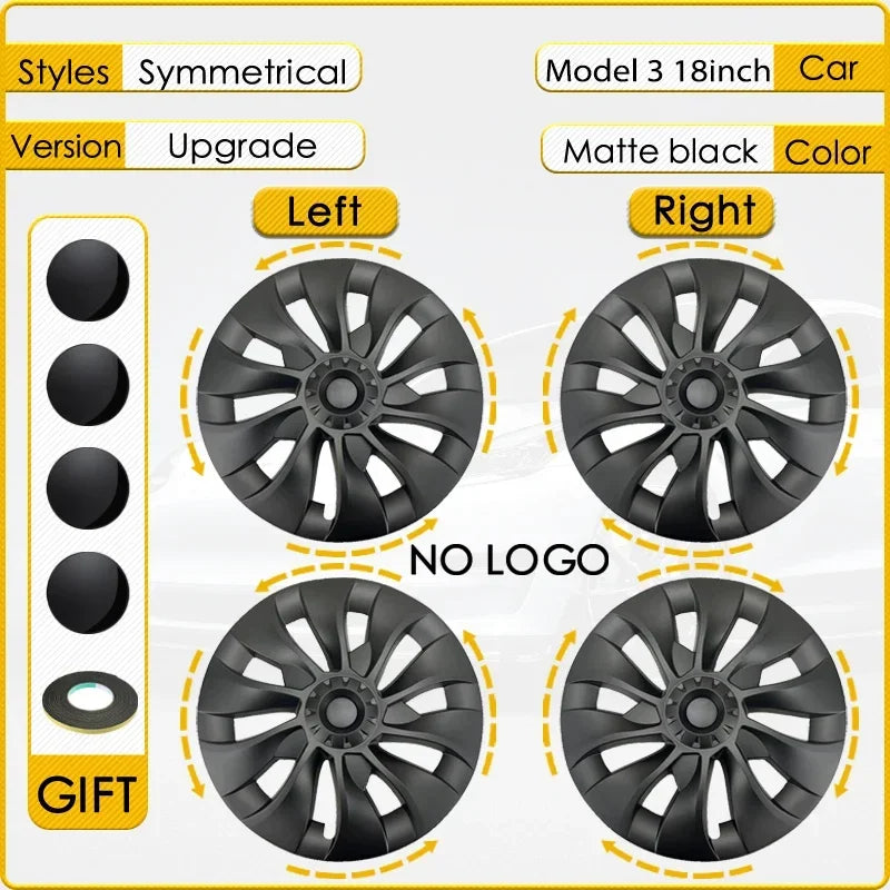 4PCS Hub Cap Car for Tesla Model 3 18 Inch Wheel Cap Replacement ABS Plastic Full Rim Cover Accessories 2018 to 2023