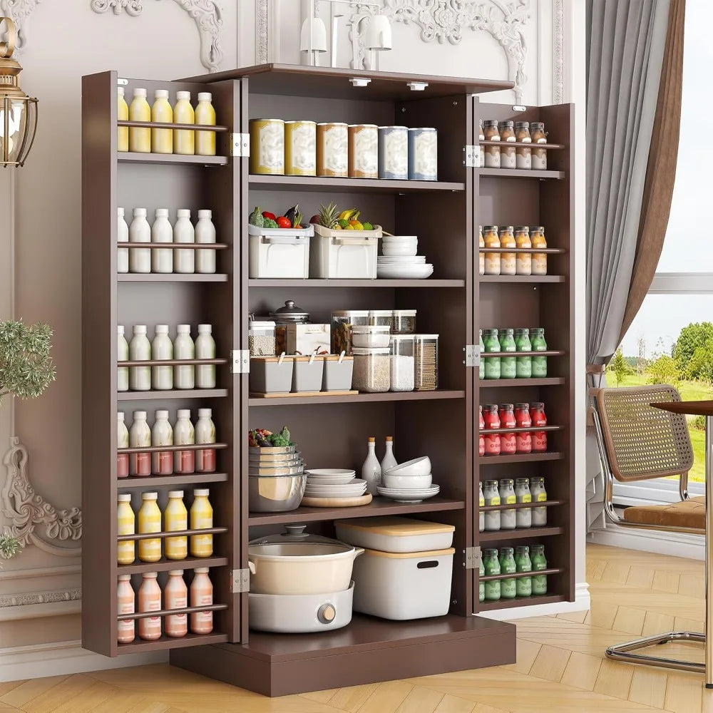 47 Inch Kitchen Pantry Cabinet Modern Storage Cabinet with Adjustable Shelves and Buffet Design