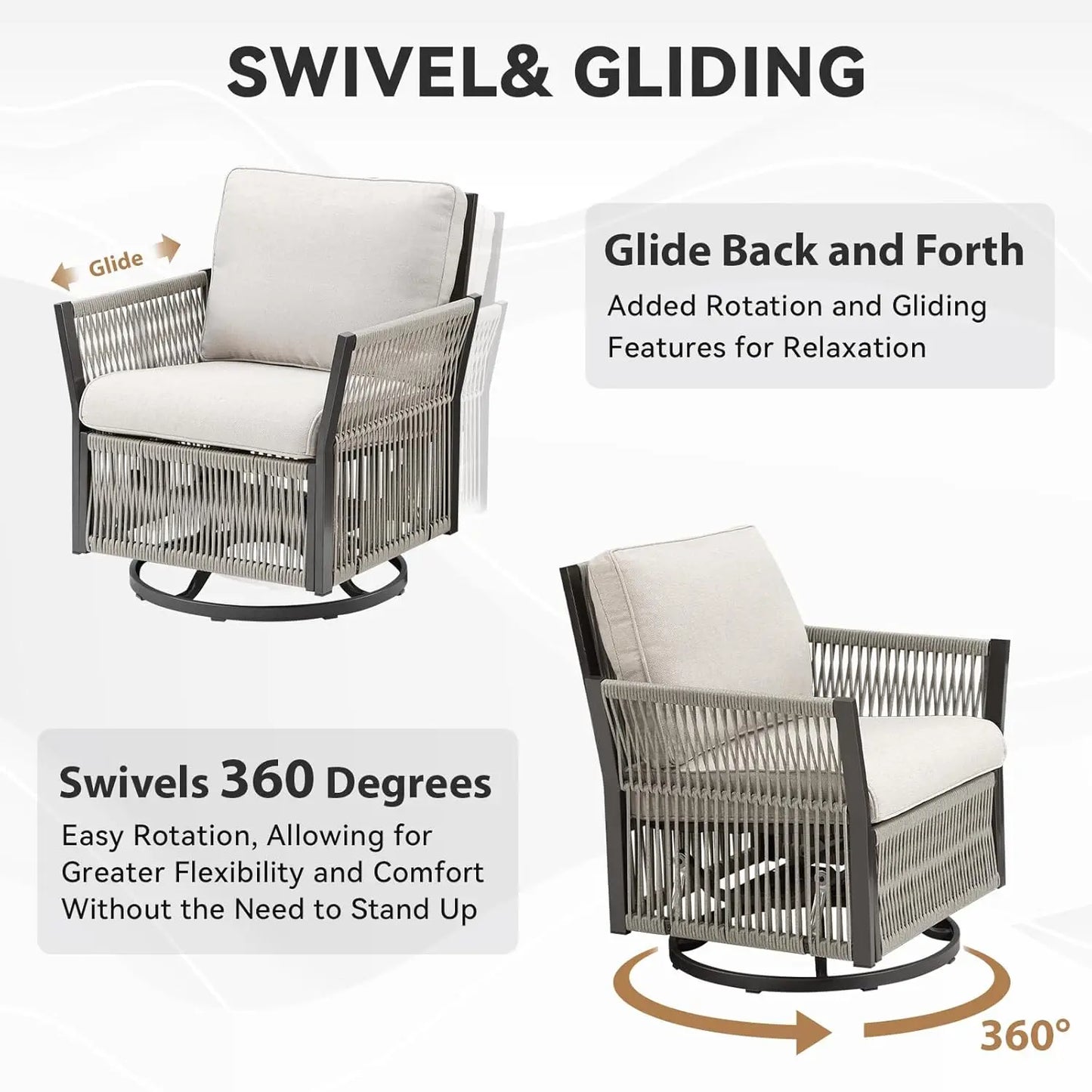 Outdoor Patio Furniture Set, 2025 New Outdoor Swivel Rocking Chairs Set Of 2, Patio Wicker Chairs Swivel Rocker For, Customized
