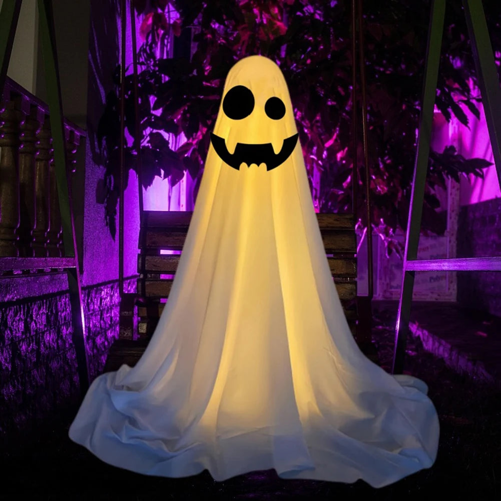 85cm Halloween Decor Light Strings Ghost Standing Decoration Scary White Ghosts for Courtyard Halloween Party