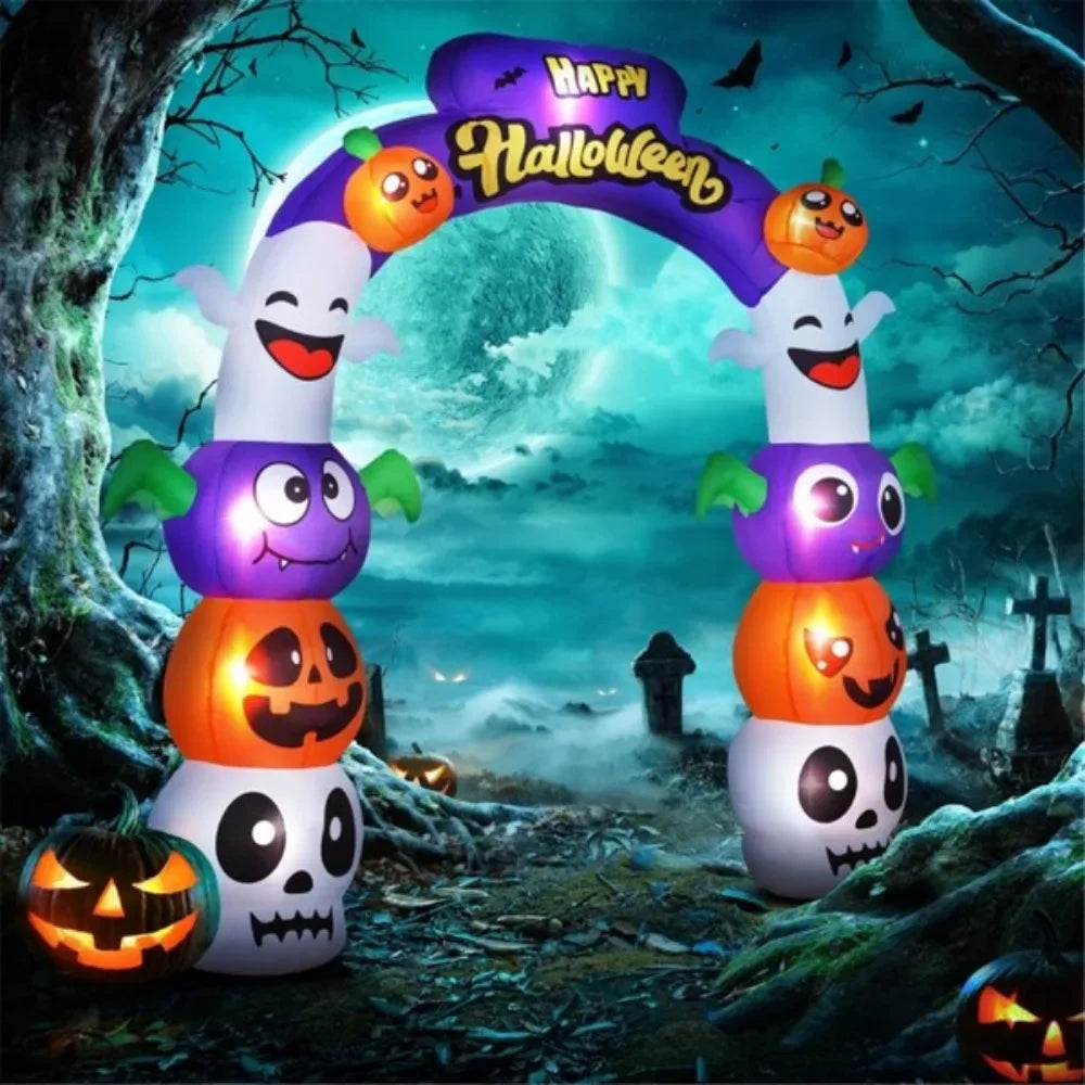 Inflatable Halloween Decoration Archway with Pumpkins and Skulls