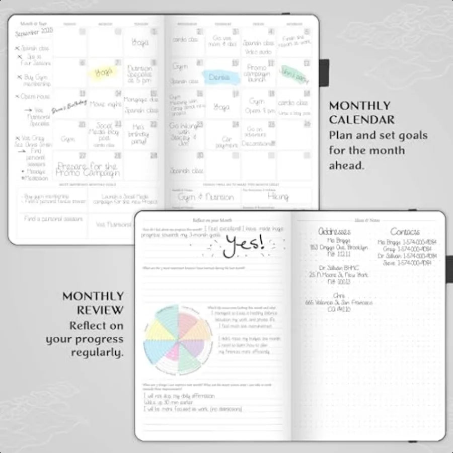 Weekly Monthly Life Planner to Hit Your Goals Live Happier. Organizer Notebook Productivity Journal. A5 Black