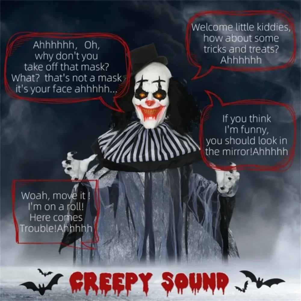 Halloween Decoration Classic Black and White Striped Clown with Bendable Arms