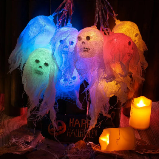 2.5M LED Light String Halloween Lantern Ghost Light String Colorful Skull Night Light Festival Horror Party Decoration