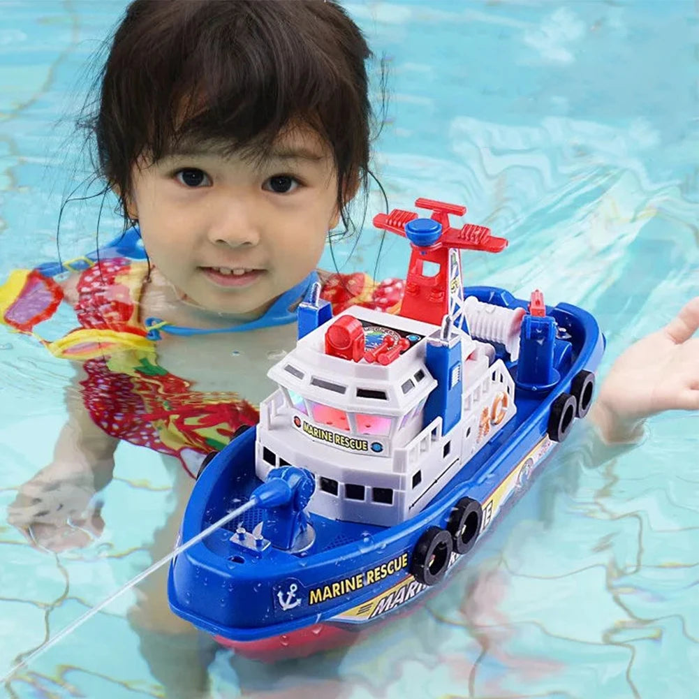 Spray Water Swim Pool Bathing Toys Electric Boat Bath Toys with Light Music and Water Sprinkler for Kids Ages 3 and Up