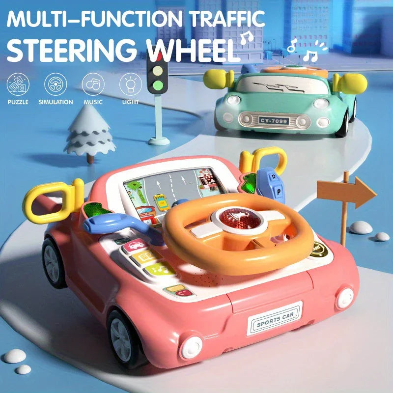 Children's Driving Toys Light Music Steering Wheel Toy Simulation Car Seat Play Educational Interactive Toy for Kids