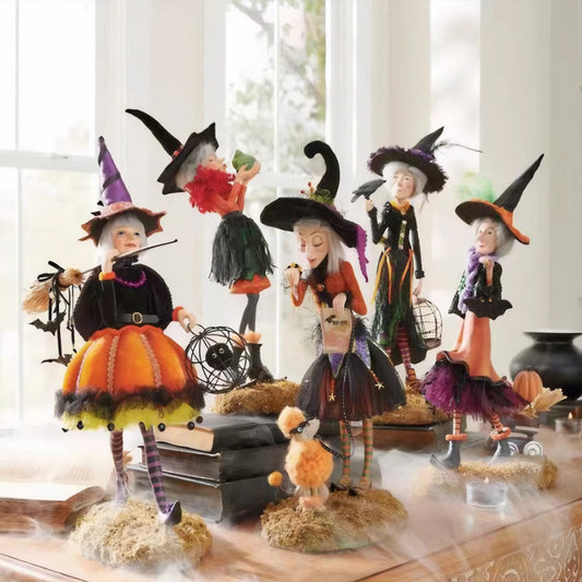 Halloween Witch Statue Resin Creative Desktop Ornament for Home Living Room and Bedroom Decoration