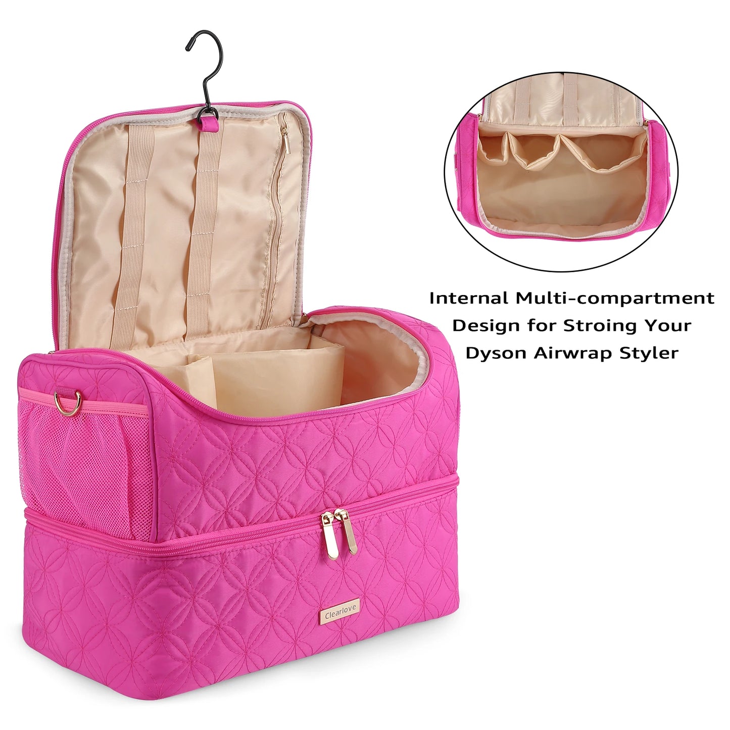 Twill Cotton Double Layer Wind Tube Makeup Bag Water Resistant Travel Storage Bag