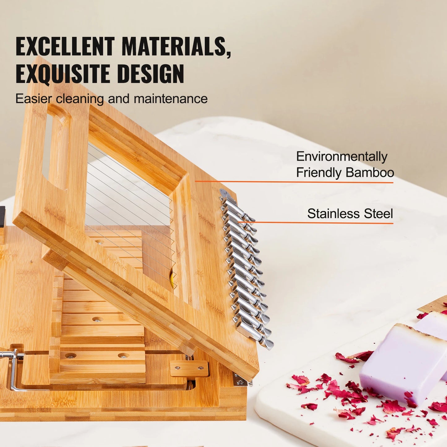 SucceBuy Soap Cutter Cut 1-12Bars Precisely and Accurately Cut 1Inch Bars Bamboo Soap Slicer With Steel Wire Multi Handmade Soap