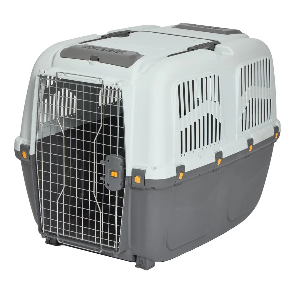 Large Portable Dog Cat Carrier Plastic Crate Travel Pet Kennel with Vents Handle Locking Door Easy Assembly Storage Compartment