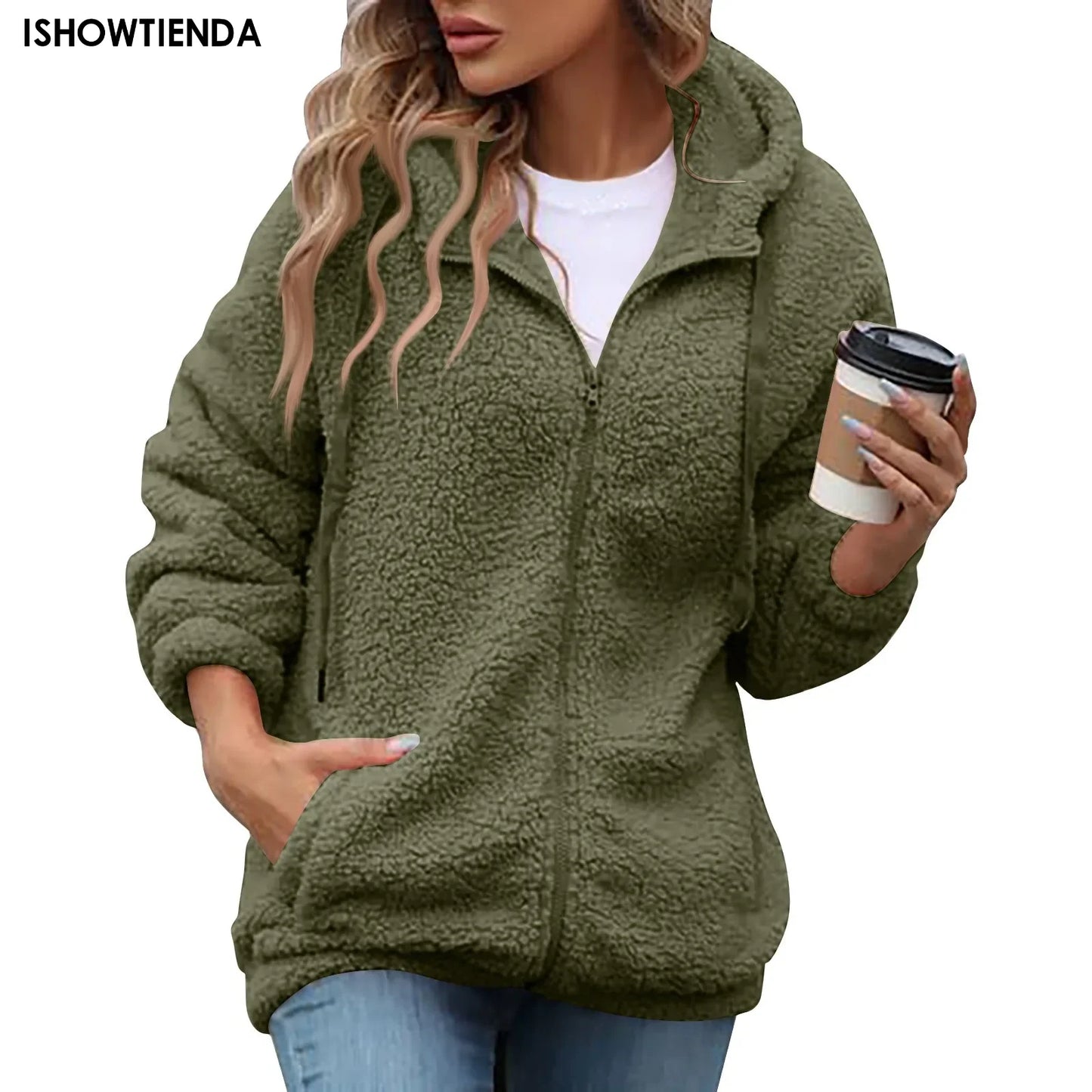 Women's Fleece Coat Winter Warm Thicken Jacket Wear Fleece Coats Fleece Jackets Warm Coat Fashion High Street Female Outerwear