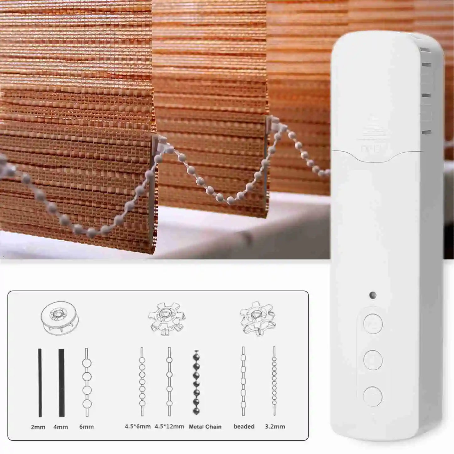 WiFi TM616EGWT Intelligent Pull Bead Curtain Motor Electric Curtain Motors Mobile App Control Voice Control Compatible with Alexa