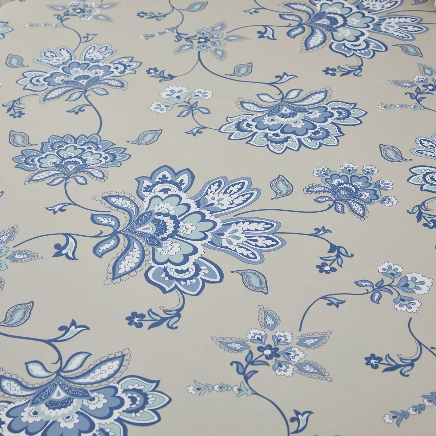 4 Pieces 600TC 100 Percent Egyptian Cotton Sheet Set Blue Boho Damask Paisley Floral Soft Skin Friendly