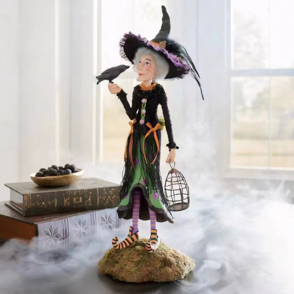 Halloween Witch Statue Resin Creative Desktop Ornament for Home Living Room and Bedroom Decoration