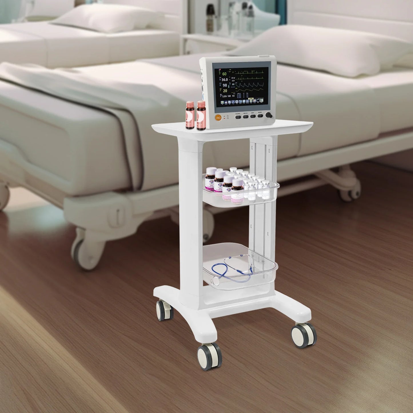 3 Tier Beauty Salon Trolley Portable Rolling Storage Cart for Barber Shops Nail Salons Hospitals Health Clubs Living Rooms