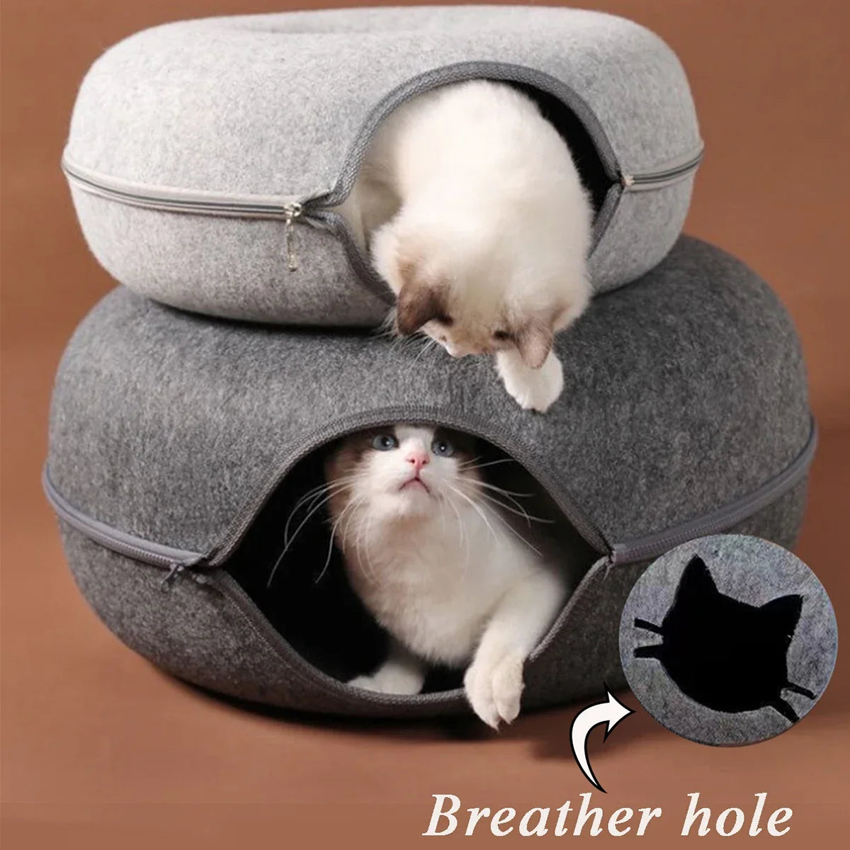 B Tunnel Donut Cat Bed Interactive Tunnel Pet Felt Indoor Toys Cat House Kitten Training Toy Cat Kennel Cat Accessories