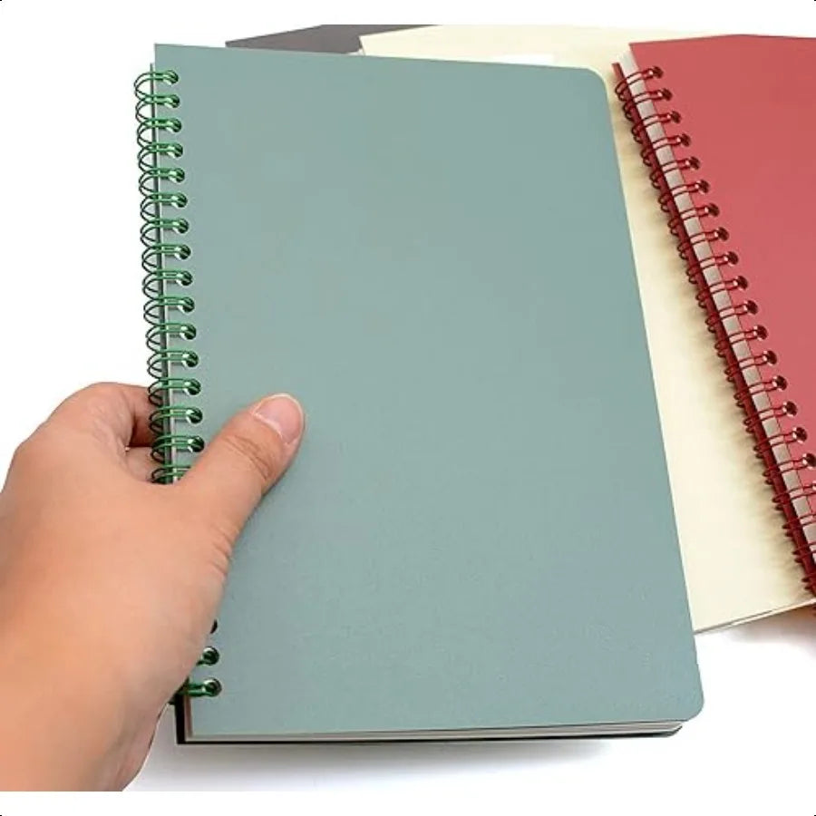Spiral Notebook 4 Pcs 8.3 Inch x 5.9 Inch A5 Thick Plastic Hardcover 8mm Ruled 4 Color 80 Sheets 160 Pages Journals for Study a