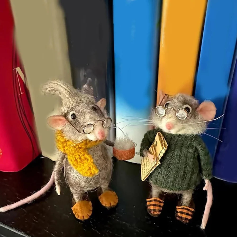 Mouse Doll Christmas Needle Felted Mouse DIY Handmade Wool Felted Needle Felting Mice Wool Felt Mouse Christmas Ornaments