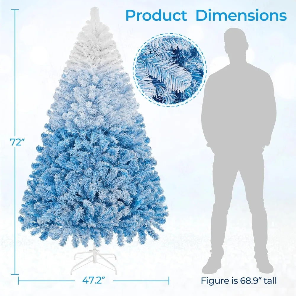 6ft Snow-Covered Pre-lit Christmas Tree with 250 Warm White Lights - Fully Decorated Flocked Xmas Tree