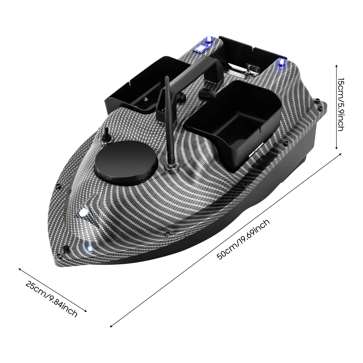 GPS Fishing Bait Boat with 500M Remote Control Auto Return Twin Motors 3 Containers for Outdoor Fishing