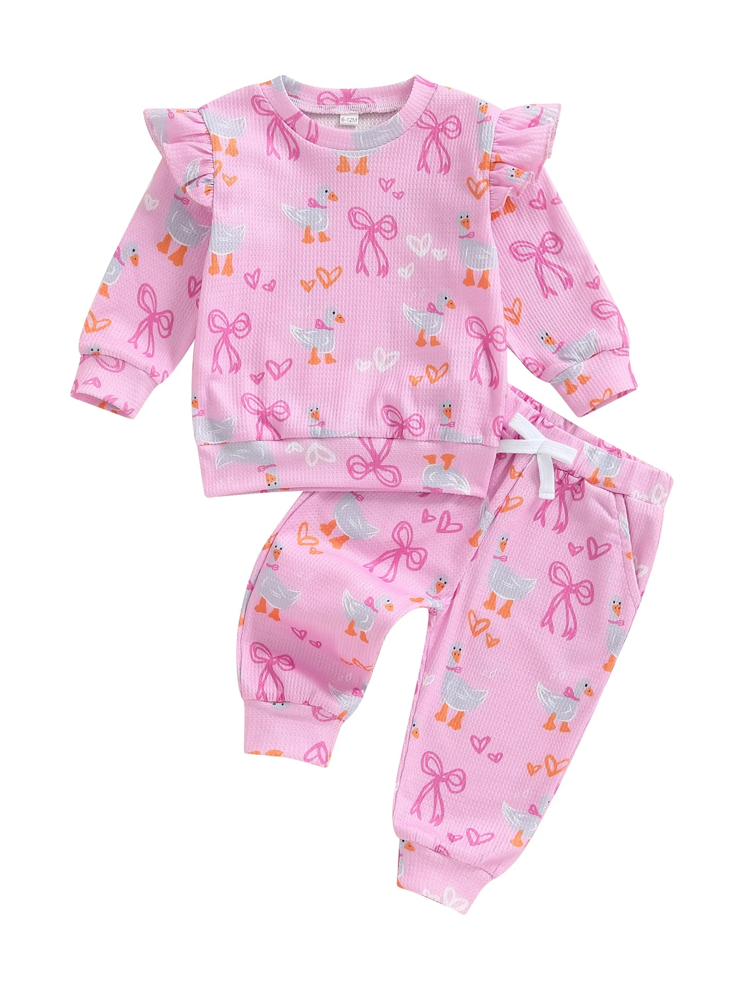 Cute Baby Girl Autumn Clothes Floral Bow Patterned Sweater Stretchy Trousers 2 Piece Outfit Set