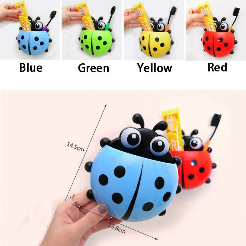 1pc Cute Suction Cup Toothbrush Holder Creative Seven Star Ladybug Pen Holders Children Bathroom Accessories